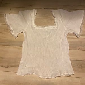 White off the shoulder top, small with lace trim